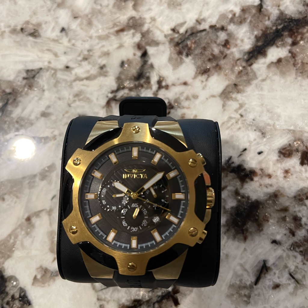 Invicta Black And Gold Chronograph Watch